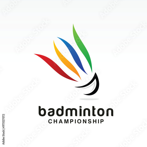 Shuttlecock icon with Abstract Swoosh, Sport logo and Badminton Championship Logo