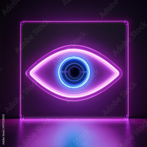 Eye, neon light, on a dark background