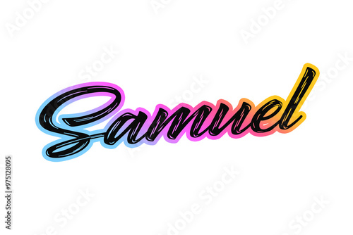 The name “Samuel” written in a stylized colorful retro font