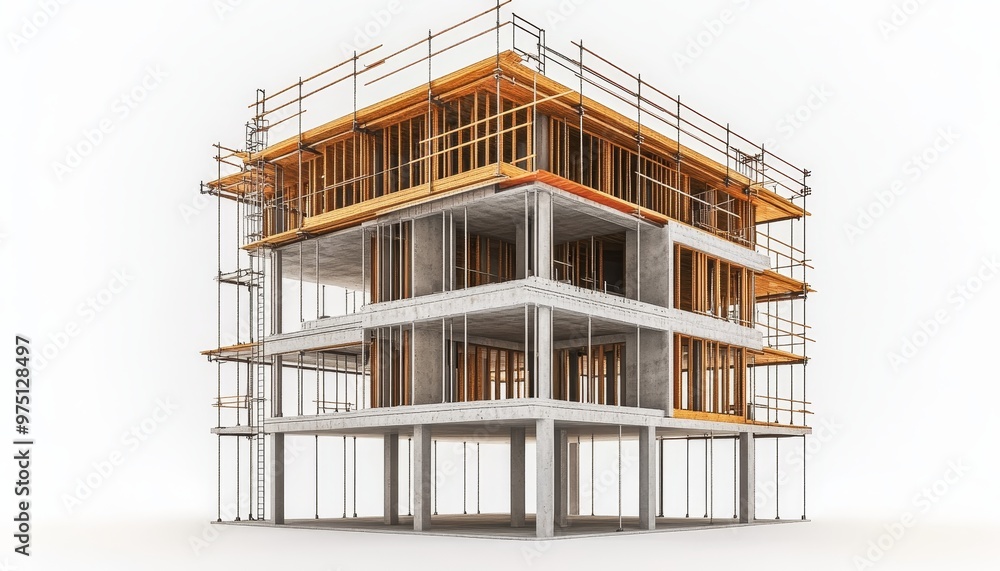 3d render of innovative construction concept on a clean white background for modern architecture 3d render of innovative construction concept on a clean white background for modern architecture