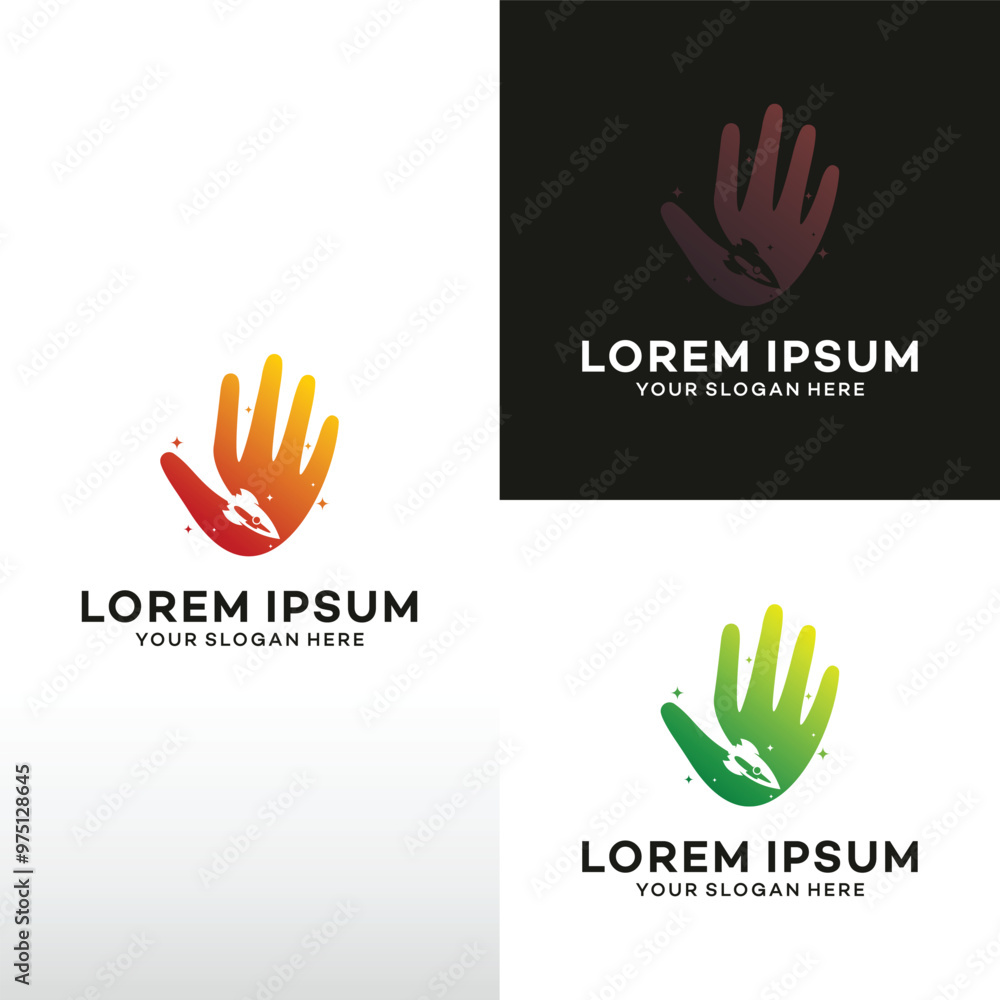 Fototapeta premium hands rocket logo Icon design template illustration