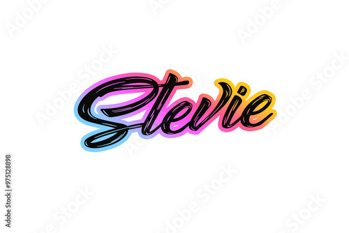 The name “Stevie” written in a stylized colorful retro font photo