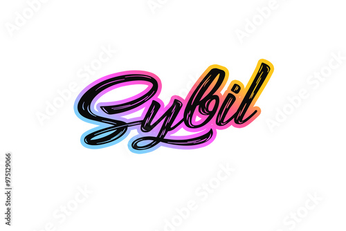 The name “Sybil” written in a stylized colorful retro font photo