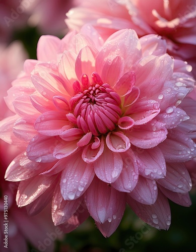 Pink Dahlia with Dew Drops