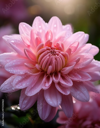 Pink Dahlia with Dew Drops