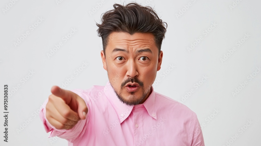 A Japanese man in a pink shirt passionately gestures while expressing his thoughts in a well-lit indoor setting. A Japanese man in a pink shirt passionately gestures while expressing his thoughts in a well-lit indoor setting.