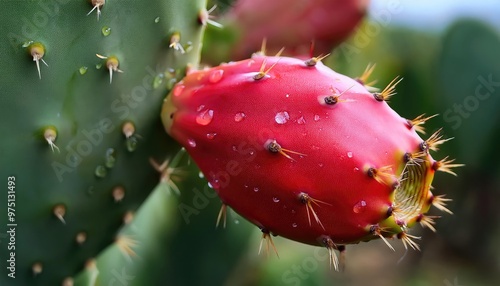 Closeup of a prickly pear cactus