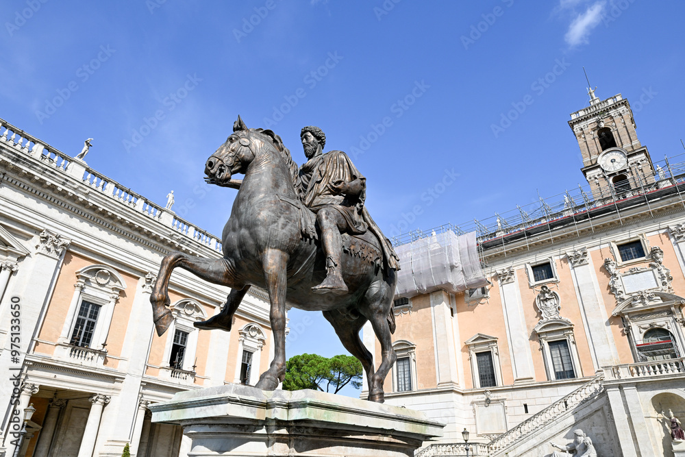 Fototapeta premium Marcus Aurelius at Piazza del Campidoglio, Rome, Italy