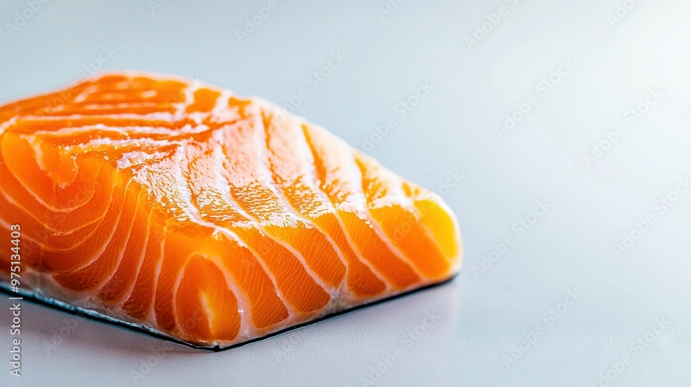 A fish on a white table against a white background with a reflection on its side A fish on a white table against a white background with a reflection on its side