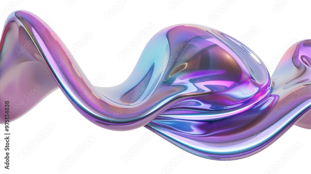 A smooth, flowing abstract shape with iridescent colors and a glossy surface. A smooth, flowing abstract shape with iridescent colors and a glossy surface.