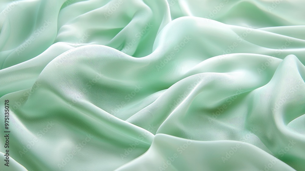 Soft Mint Green Fabric with Gentle Waves and Elegant Texture for Backgrounds and Design Projects Soft Mint Green Fabric with Gentle Waves and Elegant Texture for Backgrounds and Design Projects