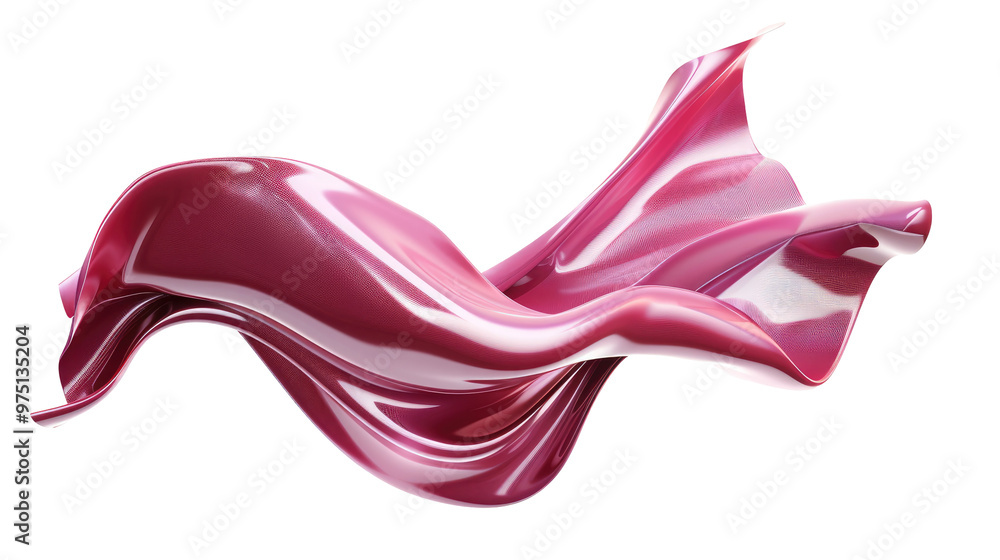 A flowing, glossy fabric-like shape in shades of pink, suggesting elegance and movement. A flowing, glossy fabric-like shape in shades of pink, suggesting elegance and movement.