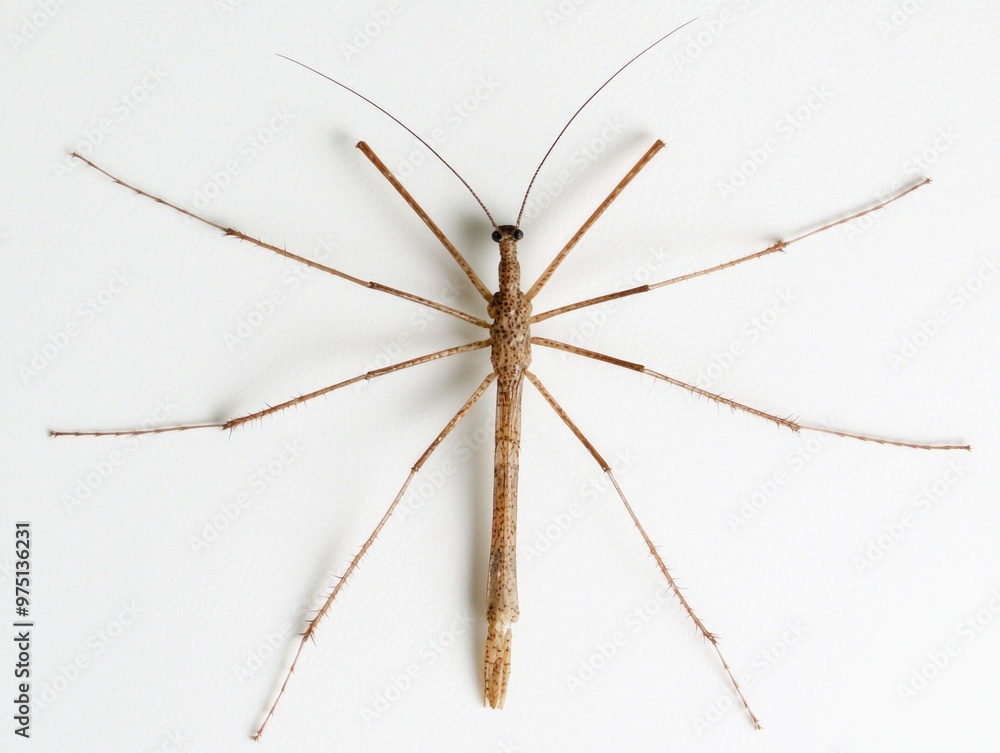 walking stick insect, with its slender body and long legs, expertly blends into the white backdrop, demonstrating nature's fascinating art of disguise and survival. walking stick insect, with its slender body and long legs, expertly blends into the white backdrop, demonstrating nature's fascinating art of disguise and survival.