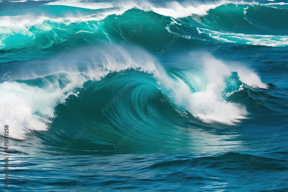 Fototapeta premium Stunning Ocean Currents in Cerulean and Aquatic Green for Dynamic Water Wave Visuals