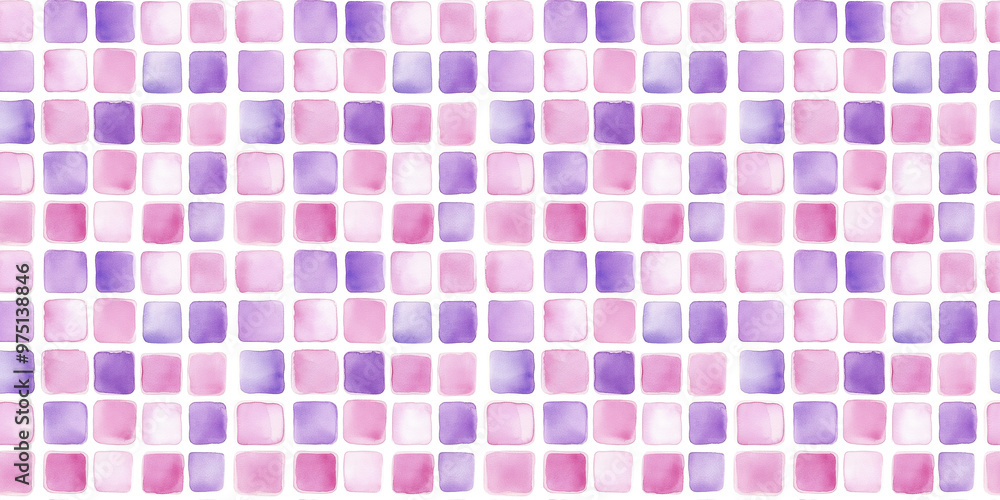 watercolor style pattern of soft pink and lavender color tiles on a white background watercolor style pattern of soft pink and lavender color tiles on a white background