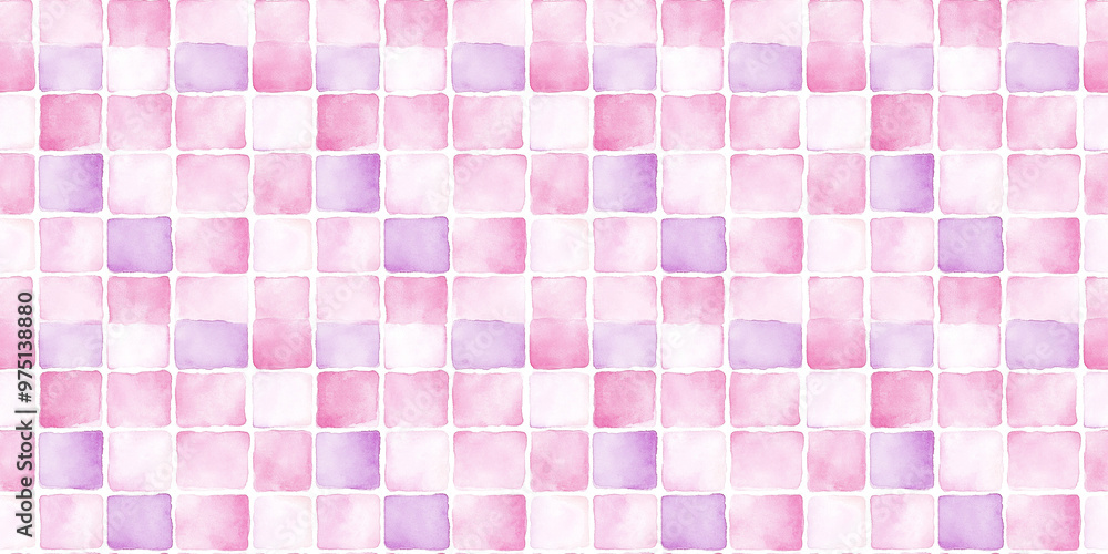 watercolor style pattern of soft pink and lavender color tiles, clean surface texture, white background watercolor style pattern of soft pink and lavender color tiles, clean surface texture, white background