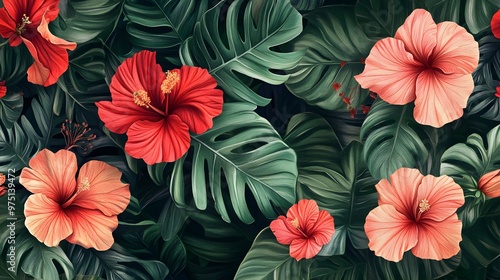 imagine Hibiscus seamless pattern