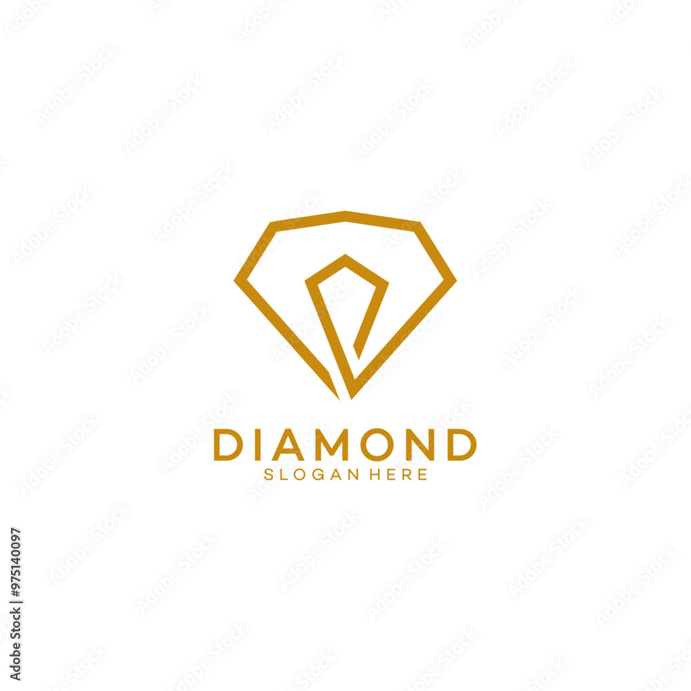 Fototapeta premium Diamond symbol. Geometric jewelry icon. Vector design template.