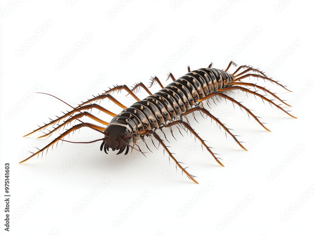 house centipede crawls gracefully across a stark white surface, its long, slender legs spreading widely as it moves, highlighting its unique anatomy and characteristics. house centipede crawls gracefully across a stark white surface, its long, slender legs spreading widely as it moves, highlighting its unique anatomy and characteristics.
