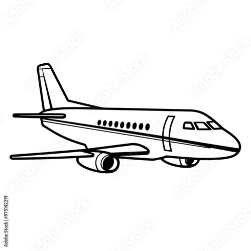 Minimalist vector outline of an airplane icon for versatile use.
