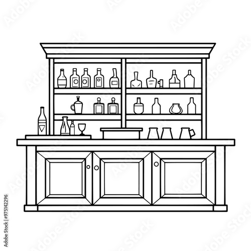 Minimalist vector outline of a bar icon for versatile use.