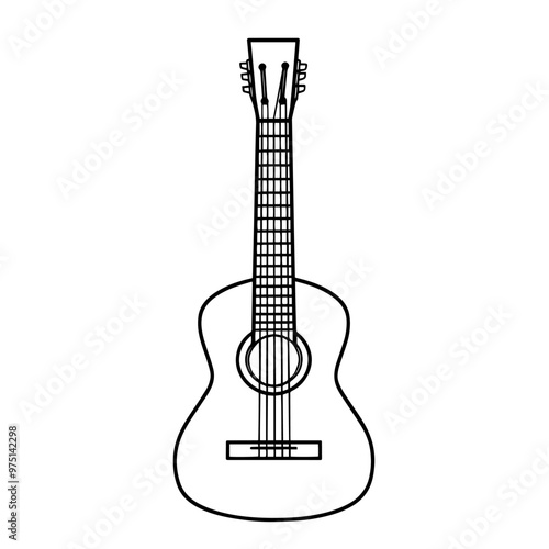Minimalist vector outline of an acoustic guitar icon for versatile use.