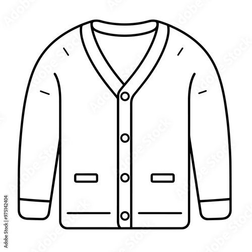 Minimalist vector outline of a cardigan icon for versatile use.