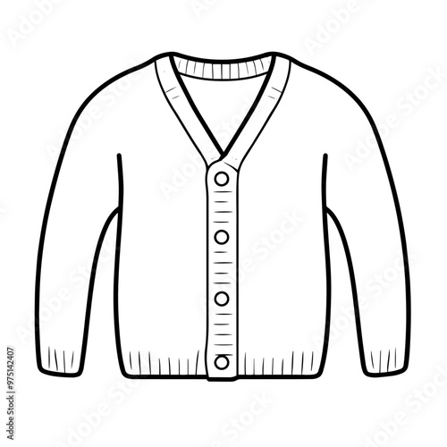 Minimalist vector outline of a cardigan icon for versatile use.