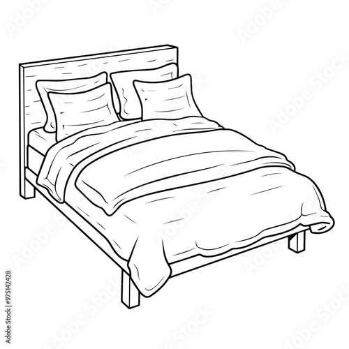 Minimalist vector outline of a double bed icon for versatile use.