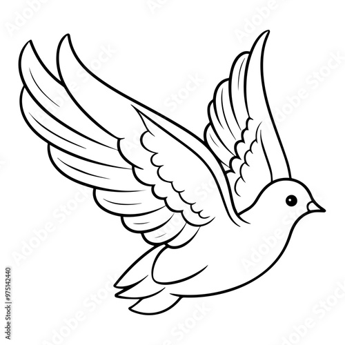 Elegant vector outline of a dove icon for versatile use.