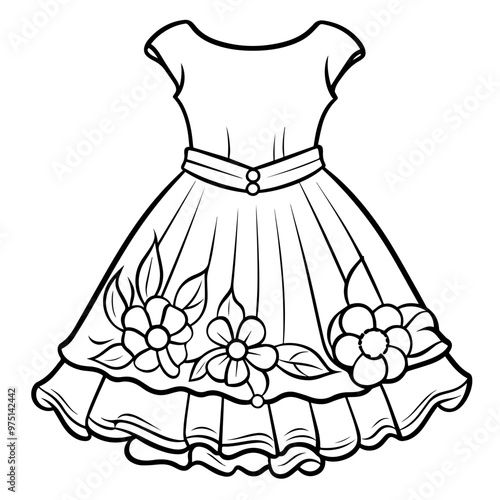 Minimalist vector outline of a dress icon for versatile use.