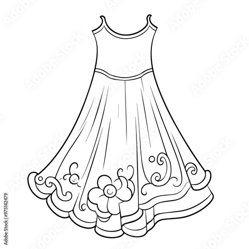 Minimalist vector outline of a dress icon for versatile use.