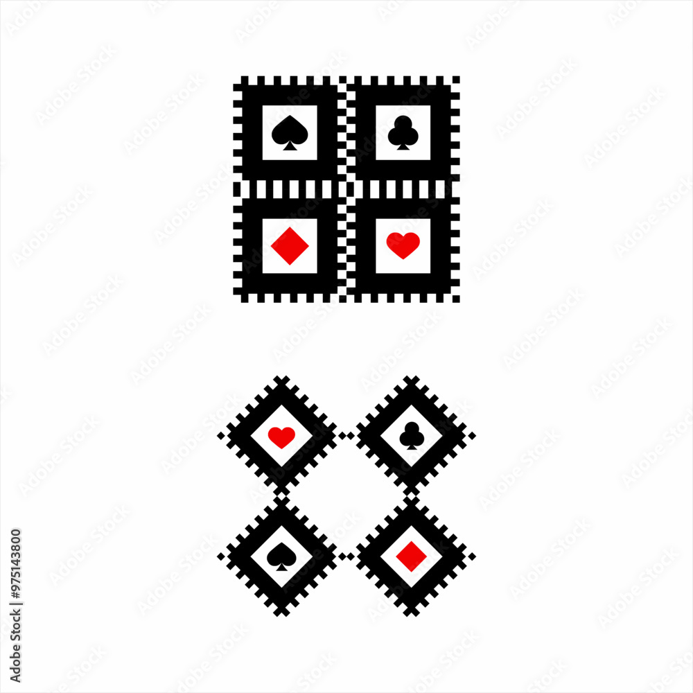 Fototapeta premium Unique club poker logo design with pixel concept.