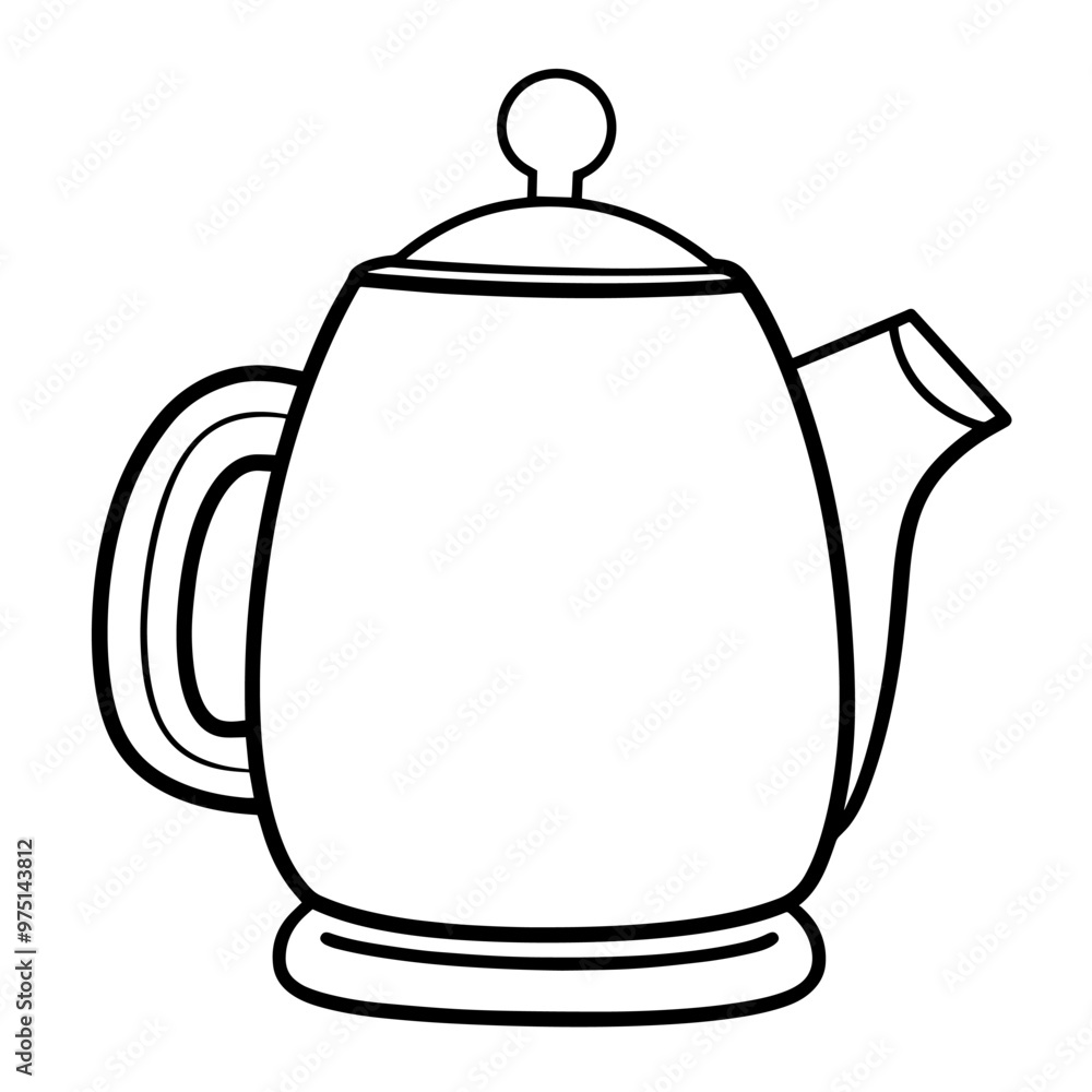 Obraz premium Classic kettle outline icon in vector format for kitchen designs.
