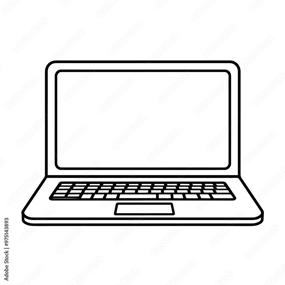 Sleek laptop outline icon in vector format for technology designs. Sleek laptop outline icon in vector format for technology designs.