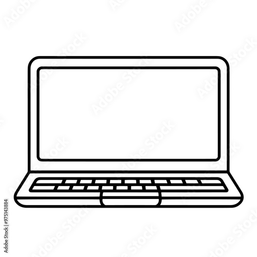 Sleek laptop outline icon in vector format for technology designs.