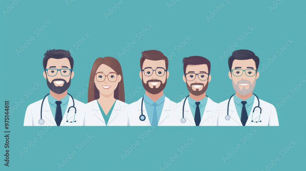 Smiling medical professionals in white coats Smiling medical professionals in white coats