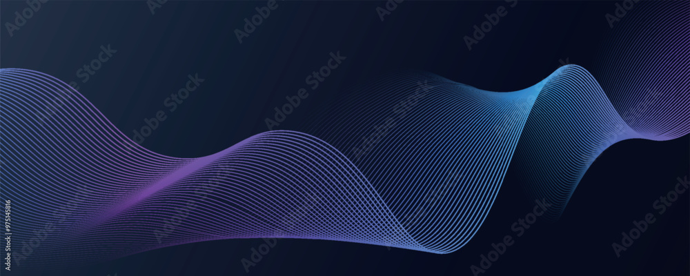 © sub - Abstract glowing wave lines on dark blue background. Dynamic wave pattern. Modern flowing wavy lines. Futuristic technology concept. Suit for banner, poster, cover, brochure, flyer, website © sub - Abstract glowing wave lines on dark blue background. Dynamic wave pattern. Modern flowing wavy lines. Futuristic technology concept. Suit for banner, poster, cover, brochure, flyer, website
