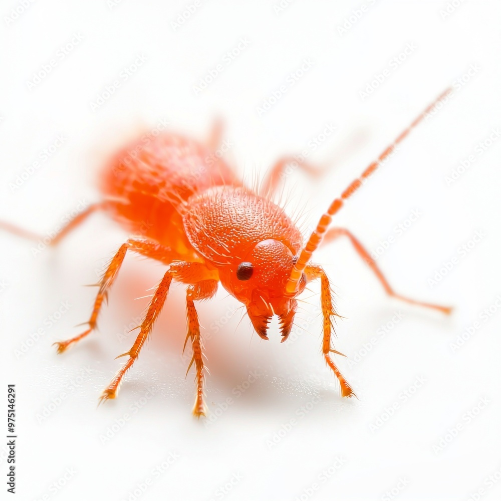velvet mite explores a flat surface, its fuzzy red body and tiny legs contrasting beautifully against the pristine white background, highlighting its unique structure. velvet mite explores a flat surface, its fuzzy red body and tiny legs contrasting beautifully against the pristine white background, highlighting its unique structure.