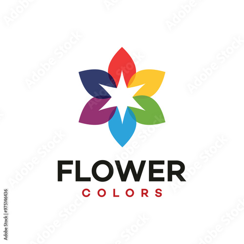 flower logo vector emblem. Colorful flower symbol