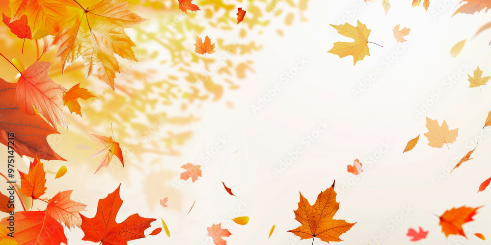 Banner autumn orange maple leaves on a orange background. Autumn background. Copy space. Banner autumn orange maple leaves on a orange background. Autumn background. Copy space.