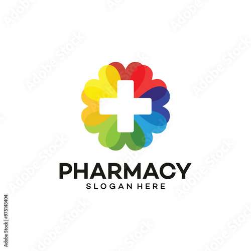 Colorful Circle pharmacy logo design vector, Colorful pharmacy Concept design