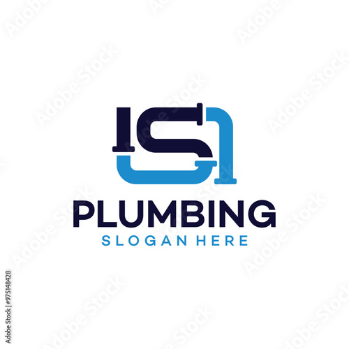 Plumbing water with initial letter S logo design template