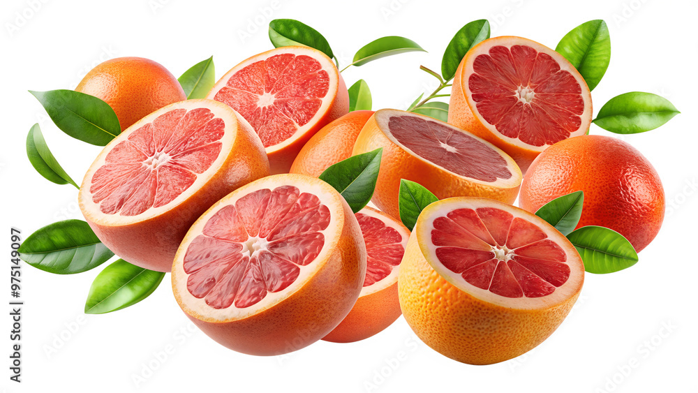set of grapefruit falling in the air on a transparent background PNG set of grapefruit falling in the air on a transparent background PNG