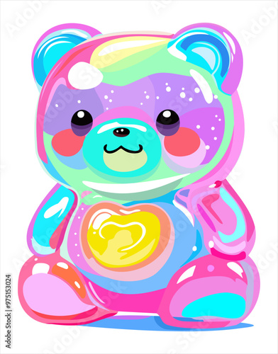Colorful gummy bear. Jelly bear fruit gummy. Vector isolated illustration