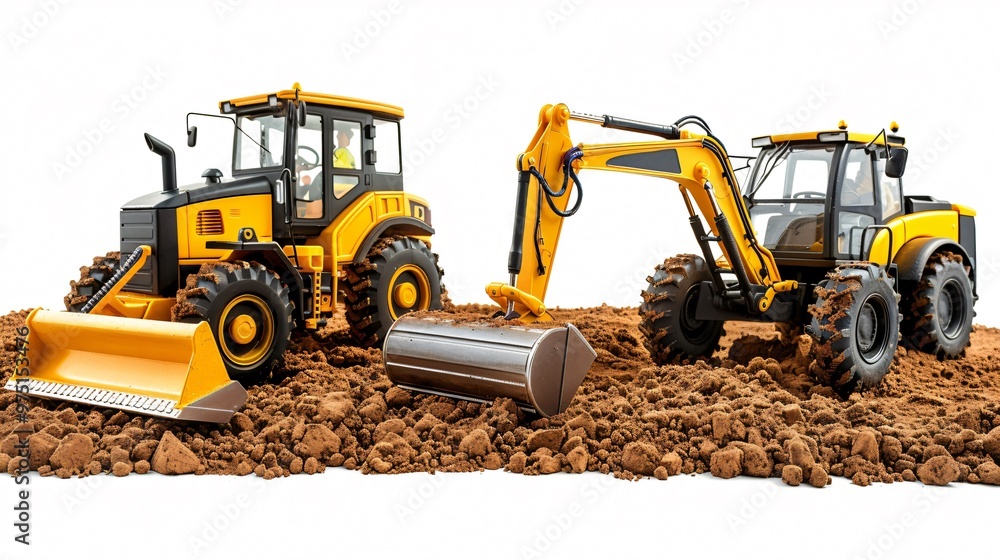 Construction Equipment Backhoe Grader Road Roller Site Ground Construction Equipment Backhoe Grader Road Roller Site Ground