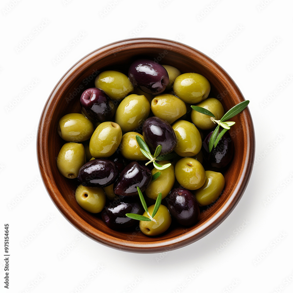 green and black olives in a bowl