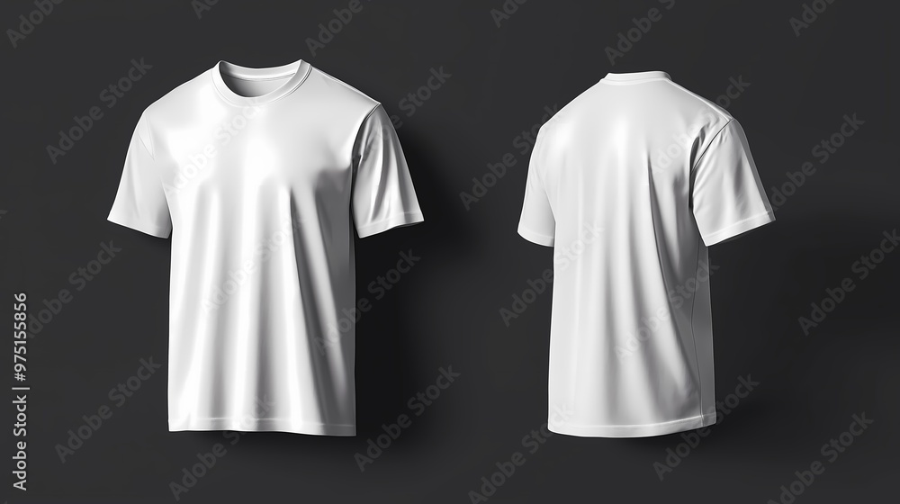 Minimalistic White T-Shirt Displayed From Multiple Angles, Perfect for Everyday Wear or Sporting Activities Minimalistic White T-Shirt Displayed From Multiple Angles, Perfect for Everyday Wear or Sporting Activities