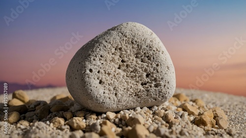 pumice stone centered in aesthetic background