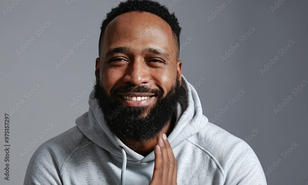 A Black man with a beard, showing a calm and confident expression. A Black man with a beard, showing a calm and confident expression.